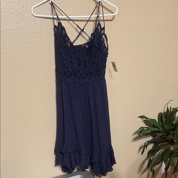 navy lace dress mini Navy Lace Calliope Mini Dress main image 1